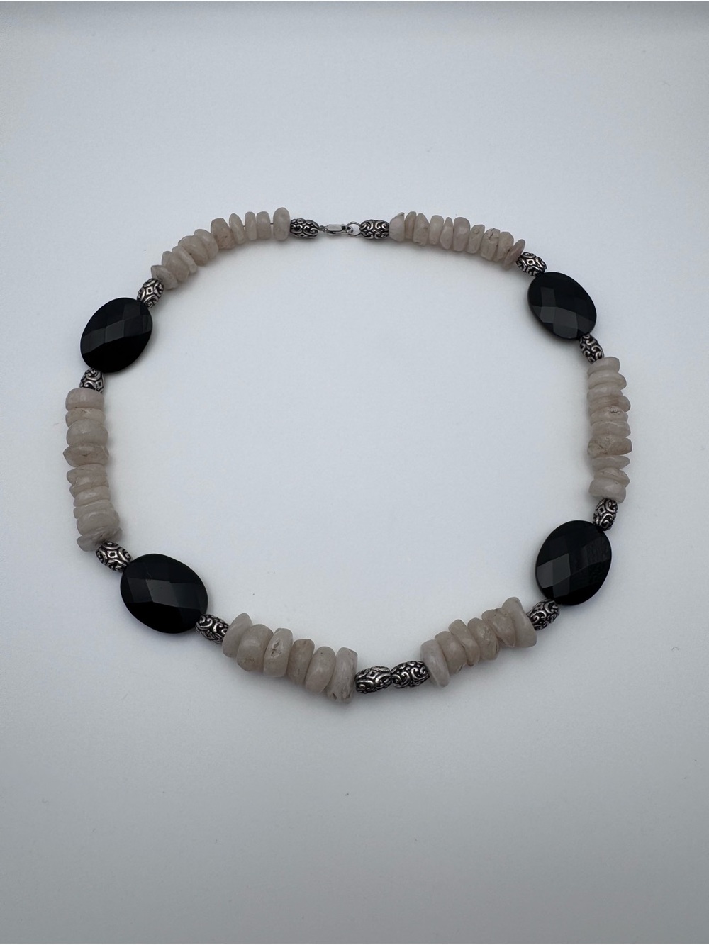 Large Handmade Chunky Gemstone Necklace with 925 Sterling Silver